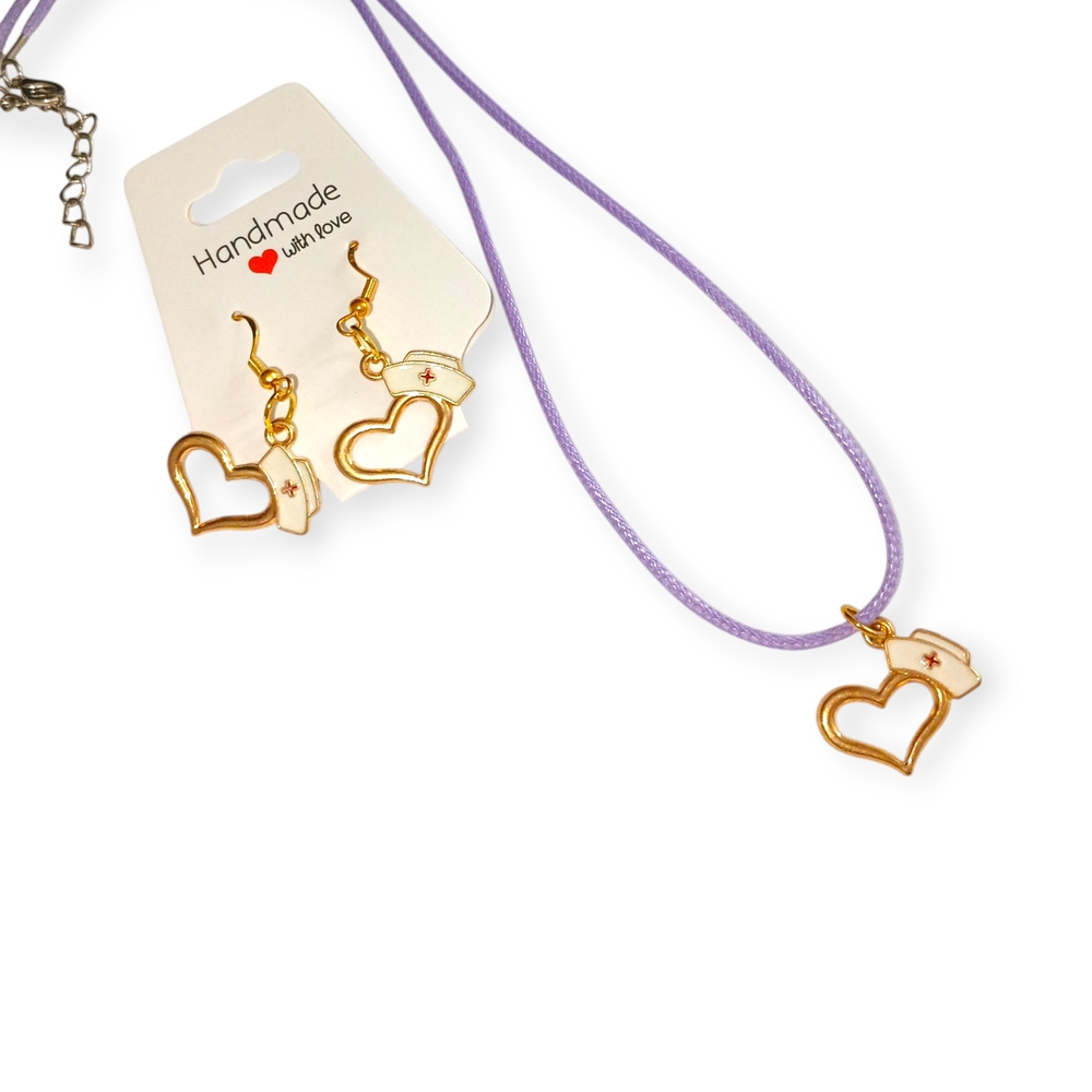 Gold Heart Necklace and Earring Set